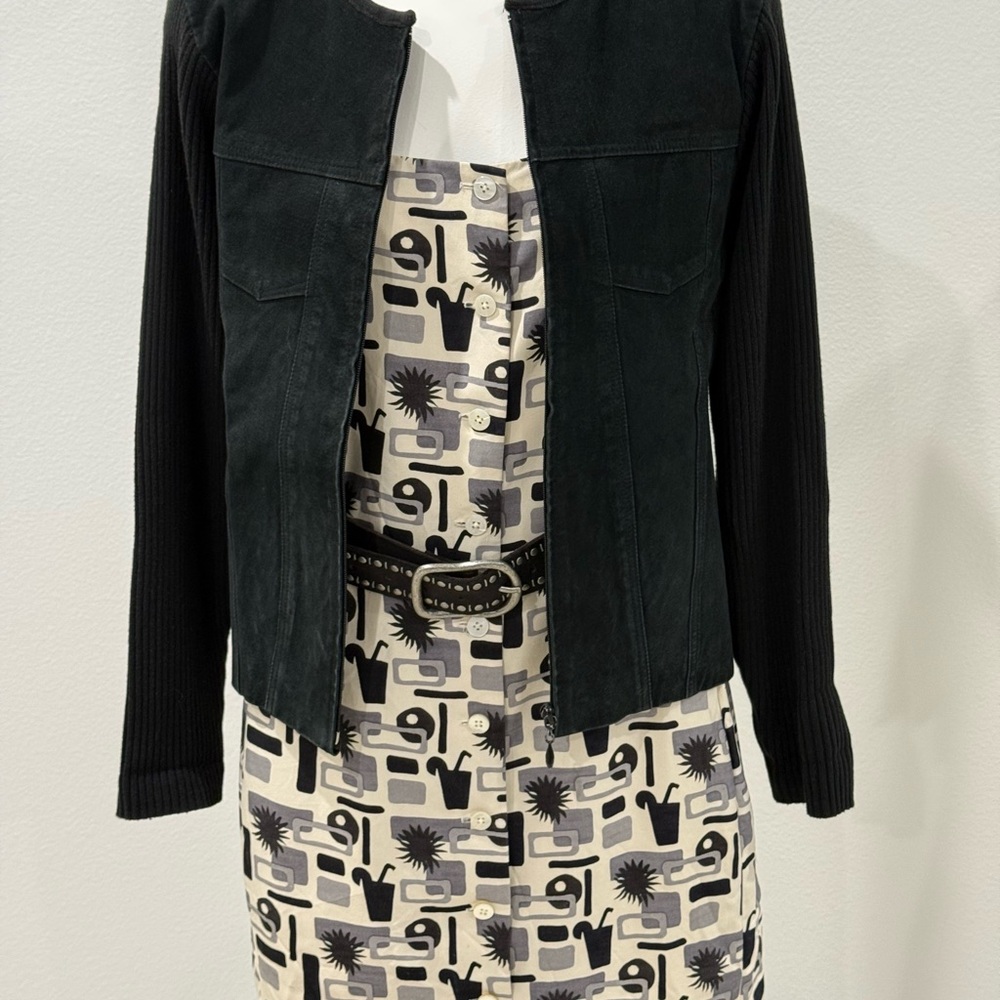 Nicole Miller Black/Cream Women's Patterned Dress Sz 10